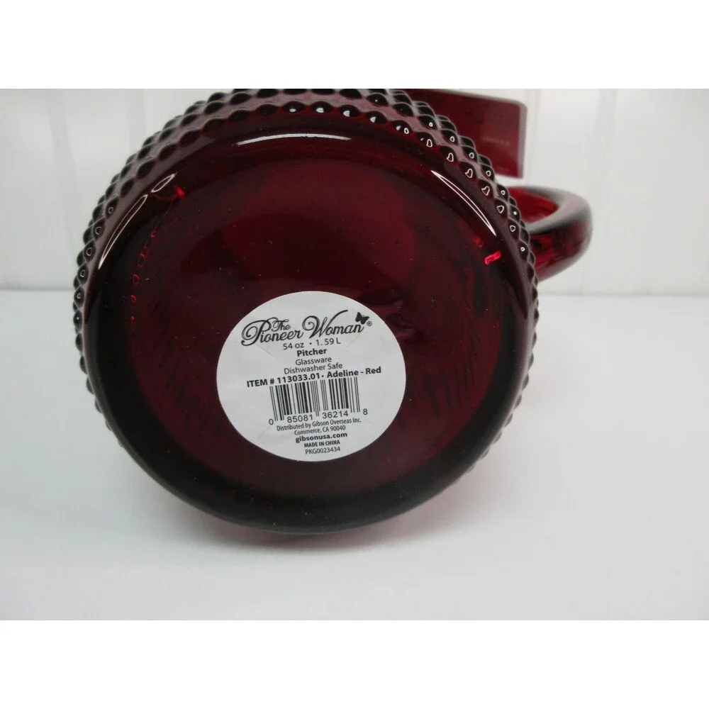Pioneer Woman Pitcher Adeline Ruby Red Glass  54 oz. 8.5